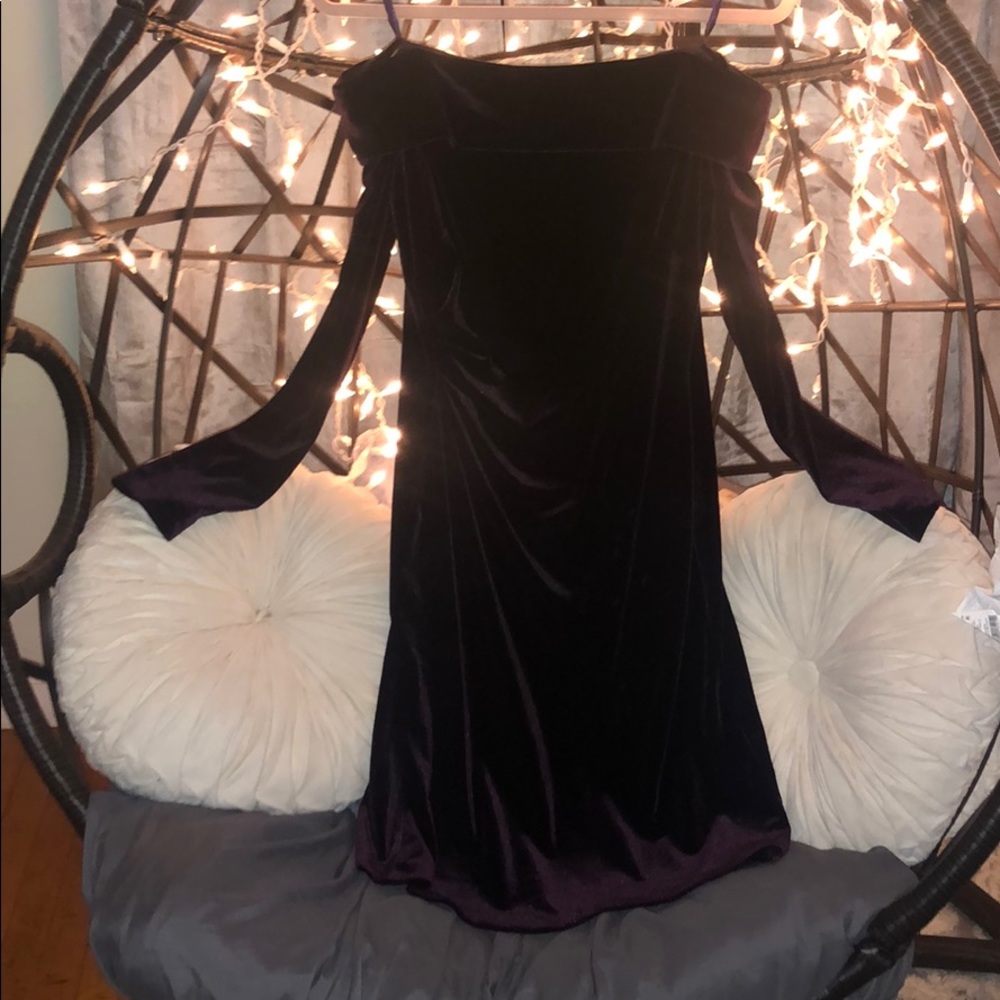 Nordstrom Maroon Velvet off shoulder dress